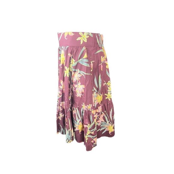 Torrid Womens Purple Mauve Tropical Floral Print Tiered Midi Skirt large new - Picture 6 of 8